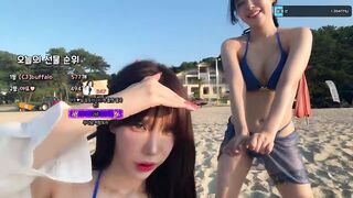 해변에 뜬 미친 몸매 년 둘 korean bj